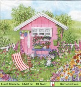 Unser rosa Gartenhaus  - 1 Paket mit 20 Servietten